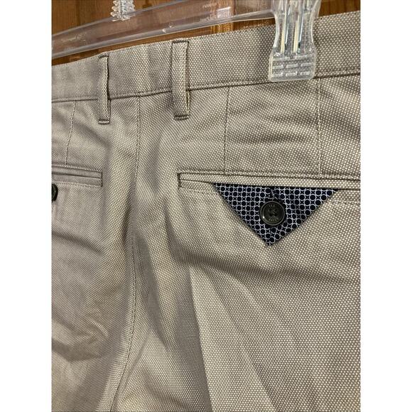 TED BAKER Mens Penguin Dress Pants Sz 32 R Khaki Tan Flat Front Cotton Trousers - Picture 3 of 9